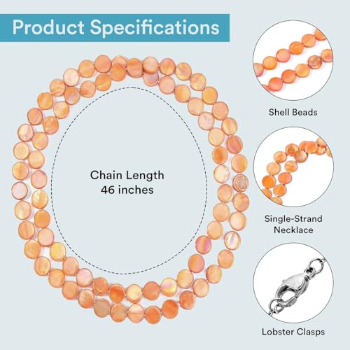 SHOP LC DELIVERING JOY Long Beaded Necklaces for Women - Boho Necklaces for Women Chunky Western Shell- Colorful Beads Beachy Summer Costume Jewelry - Anniversary Engagement Gifts for Her 46 Inches3