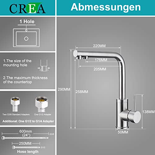 CREA-Grifo-Osmosis-Vias-Grifo-3-Vias-Giratorio-360-Grifo-Cocina-osmosis-con-Agua-Fria-y-Caliente-Grifo-Cocina-Fregadero-Osmosis-Acero-iInoxidable