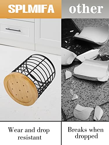image for SPLMIFA Kitchen Utensil Holder Large Utensil Holder with Wooden Base a