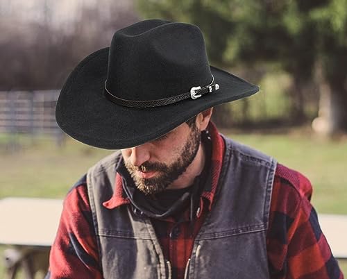 Ycmi Classic Western-Cowboy-Hat Men Womens Wide Brim Cowgirl Hats Felt Fedora Hat thumb #4