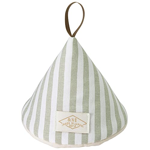 &NE NHK-225-NSGR Triangular Pot Holder, Natural Stripe Green, Pot Mittens, Scandinavian Loop, Hanging, Storage, Kitchen, Miscellaneous Goods, Made in Japan, Fashionable, Cute, Modern Japanese Pattern,