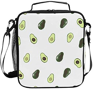 Moyyo Avocado Slice Food Lunch Bag Insulated Cooler Warm Lunch Box Bag School Office Meal Prep Container Bag Travel Picnic Bag with Shoulder Strap for Kids Boys Girls Men Women