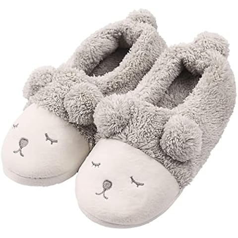 Caramella Bubble Women House Slippers Cute Sheep Fuzzy Memory Foam Cotton Shoes for Men Anti-slip Rubber Sole Fur Plush Shoes for Winter Warm Bedroom Home Indoor Outdoor Cover