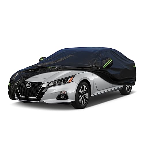 Image of Kaugung 7 Layers Car Cover Custom Fit Nissan Altima from 1998 to 2025, Outdoor Waterproof All Weather Sun Rain Dust Snow Protection with Zipper Door.