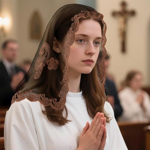DOCILA Square Veil Women's Flower Embroidery Hair Scarf Sheer Lace Prayer Church Veils Mass Mantilla Head Coverings2