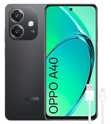 OPPO A40 - Smartphone Libre 8GB 4GB+4GB 128GB Pantalla HD+ LCD 6.7" Cámara 50+2+8 MP Android Batería 5100mAh Carga Rápida 45W - Negro