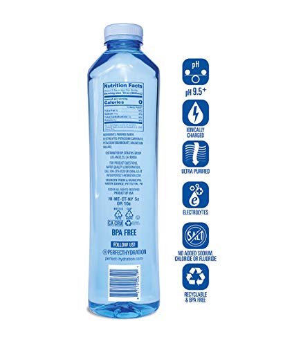 Perfect Hydration Alkaline Water, 9.5+ pH (1 Liter - 6 Pack) | Ultra Purified, Electrolyte Enhanced Bottled Water - Thumbnail 2