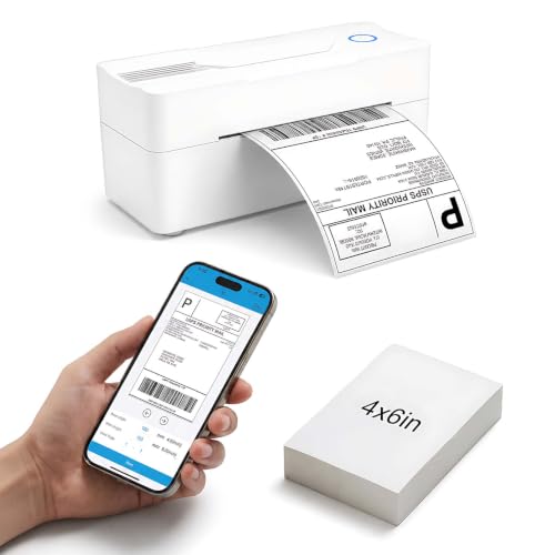 Image of Forc Bluetooth Thermal Shipping Label Printer, 4x6, White | Wireless, Compatible with Android, iPhone, Windows & Mac, For Small Business, Works with Amazon, Etsy, USPS