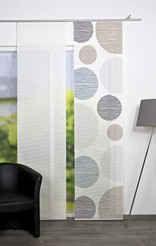 Home Fashion 87533-760 Schiebevorhang Digitaldruck Borden, Seidenoptik, 245 x 60 cm, Stein, Grau