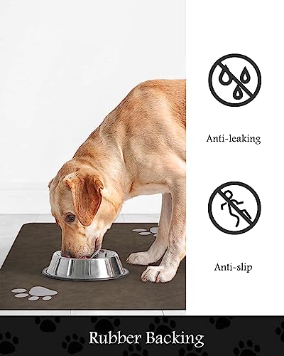 Image of Pet Feeding Mat-Absorbent Dog Mat for Food and Water Bowl-No Stains Quick Dry Water Dispenser Mat-Dog Accessories Pet Supplies-Bowl for Messy Drinkers（Brown,12 inchx19 inch
