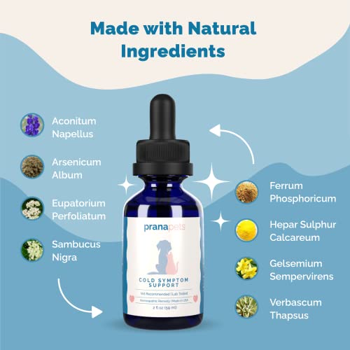 Cold Symptom Support For Cats & Dogs | Natural Formula Safely Aids With Colds, Asthma, Seasonal Allergies & Kennel Cough | Helps Open Airways For Easy Breathing | By Prana Pets #TOP3