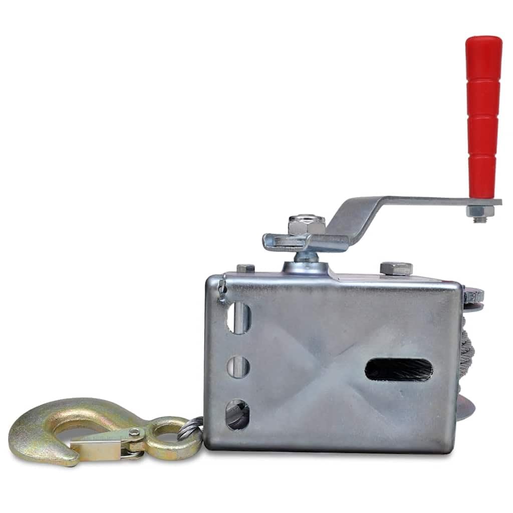 Verricello manuale in ferro, 360 kg, corda da 8 m, rapporto 3,2 1, gancio di carico da 85 mm, verricello di trazione per rimorchi, officine, garage, cantieri, foreste, barche, rimorchi e