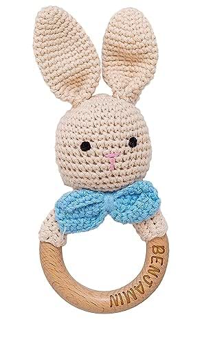 Amazon.com: Personalized Baby Rattle with Name | Crochet Animals Bunny ...