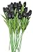 ALIERSA 10-Heads Home Deocr Mini Tulip Real Touch Tulip Artificial Flowers Bouquets (Black)