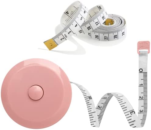 Tape Measure 2Pack, Measuring Tape for Body Measurement Retractable, Soft Tape Measure Set for Sewing Tailor Craft Cloth Fabric, 150 cm/60 Inch (Ruler + Macaron Pink)