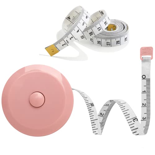 Tape Measure 2Pack, Measuring Tape For Body Measurement Retractable, Soft Tape Measure Set For Sewing Tailor Craft Cloth Fabric, 150 Cm/60 Inch (Ruler + Macaron Pink) #TOP2