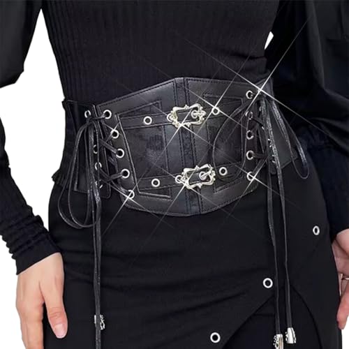 BODIY Black Corset Belt Leather Wide Waist Corset Vintage Waist Accessories for Women2