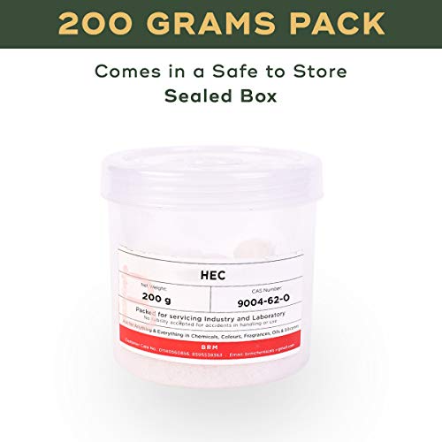 BRM Chemicals HEC Hydroxyethyl Cellulose - 200 Grams For Soap Making, Shampoo Making, Cosmetic Making & DIY Personal Care For Face, Hair, Skin & Body