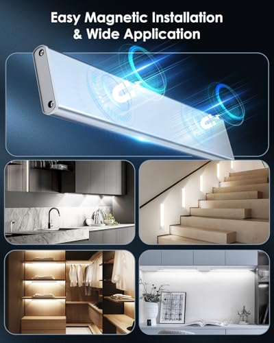 Verron YS-CGD20-02 5-Pack Under Cabinet Lighting, Upgraded 2000Mah Rechargeable Under Cabinet Lights Wireless With 3 Color Temps 68 Led, Indoor Motion Sensor Closet Lights Under-Counter Light Fixtures thumb #6