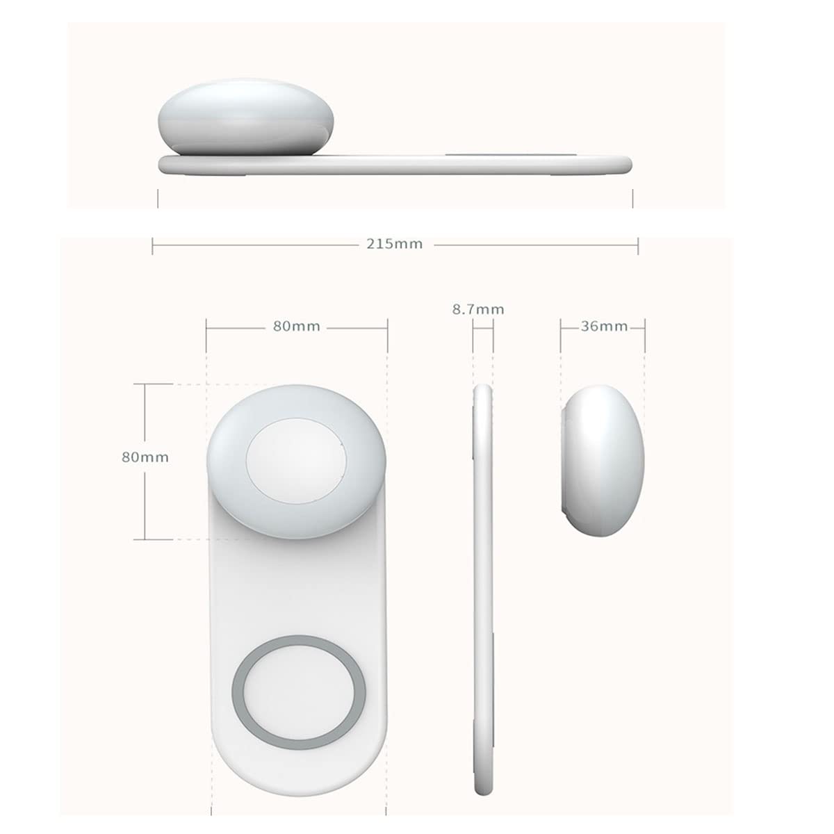 Lampka nocna LED funkcją bezprzewodowego ładowania, lampa stołowa 5 W Touch Ściemniane ładowanie USB, magnetyczna lampka nocna/oddzielna, poziom jasności 3, 3000 K ciepła biel sypialni Salon Biuro
