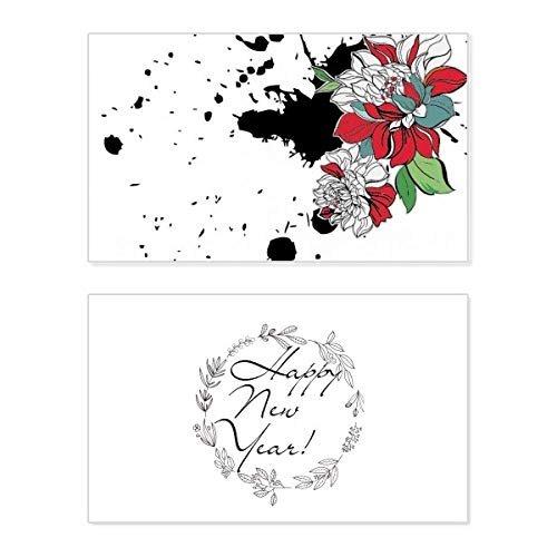 Tarjeta de felicitación para año nuevo decorada con peonías elegantes de acuarela