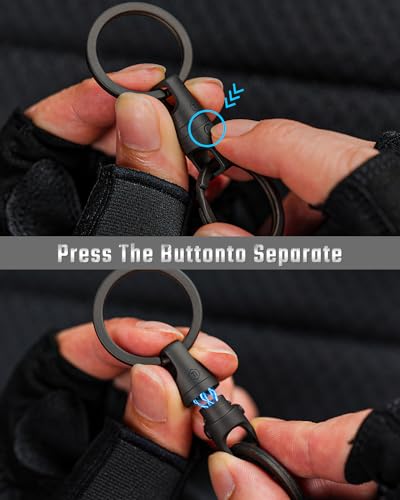 Image of KeyUnity Titanium Magnetic Quick Release Keychain, One-Hand Detachable Connector for Car Keys, USB Drives and EDC, Black, KA45 Large-1 Pack