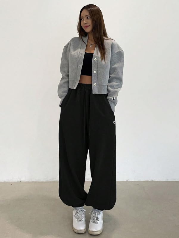 Image of Imsa Moda Women's Loose Fit Track Pants | Polycotton Joggers with Elastic Waistband & Side Pockets | Comfortable Gym, Yoga & Casual Wear Trousers