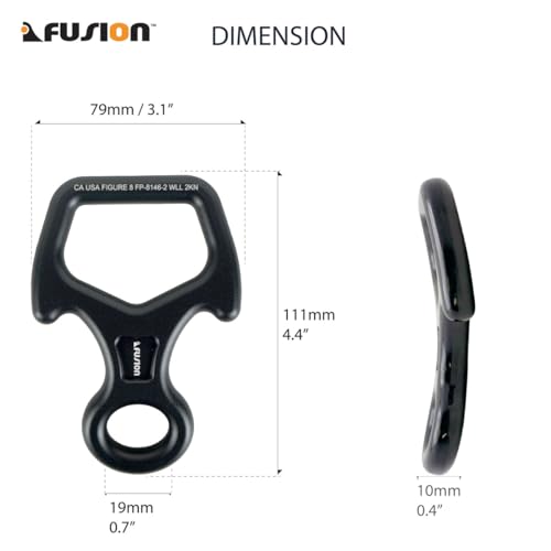 Fusion Climb Aluminum Descender Rescue Figure 8 Descender with Ears/Horns Rappelling Gear Belay Device Climbing Skills - Thumbnail 2