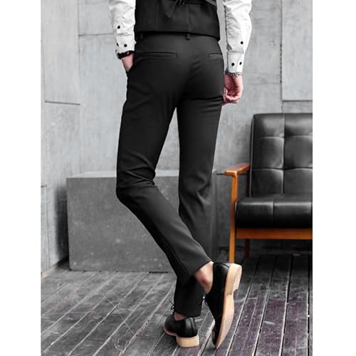 Men's Stretch Dress Pants Slim Fit Skinny Suit Pants Classic Fit Flat Front Waist Dress Pants3