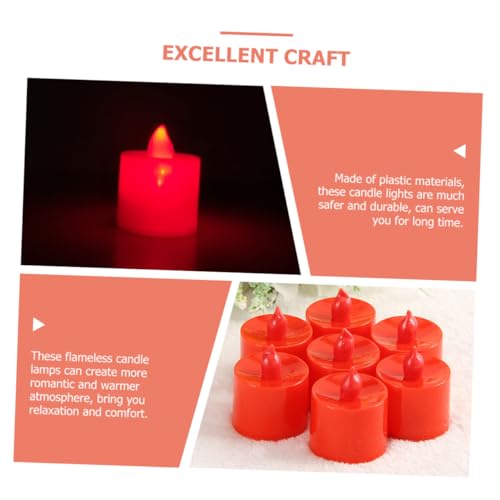 Velas LED Votivas Rojas sin Llama con Batería de Botón y Luces Suaves 4
