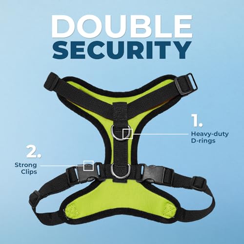 Image of Voyager Step-in Pet Harness - All Weather Mesh, Adjustable Step in Harness for Cats and Dogs by Best Pet Supplies - Lime Green /Black Trim, L