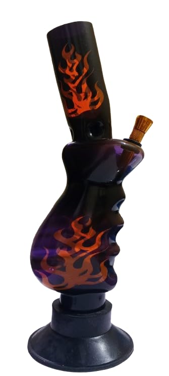 H.K.INTERNATIONAL 10 Inch Fire Hand Acrylic Bong With Water Pipe (Orange Color) Pack Of 1