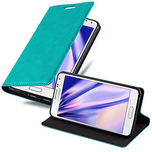 cadorabo Coque pour Samsung Galaxy Alpha en Turquoise PÉTROLE - Housse Protection avec Fermoire Magnétique, Stand Horizontal et Fente Carte - Portefeuille Etui Poche...