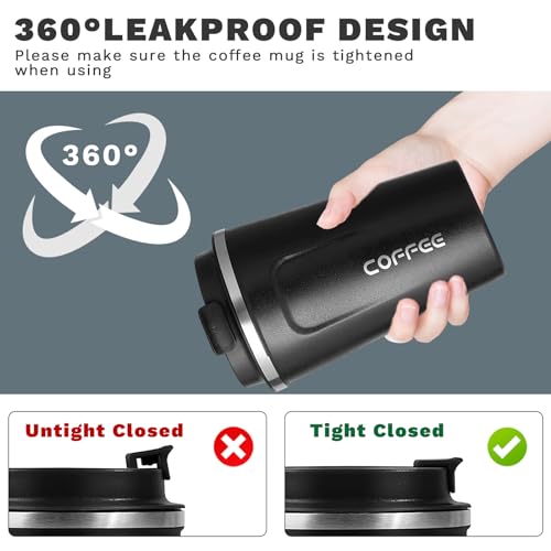 Image of Insulated Travel Coffee Mug, Stainless Steel Coffee Cup with Leakproof Lid | Double-wall insulation keeps drinks hot or cold for hours, with a leakproof lid and portable stainless steel design
