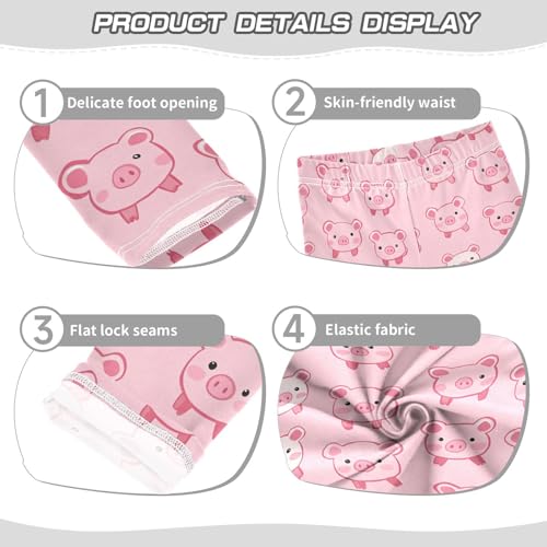 Wusikd Pink Piggy Girls' Leggings Toddler Doodles Kids Yoga Pants Dance Active Tights 4T3