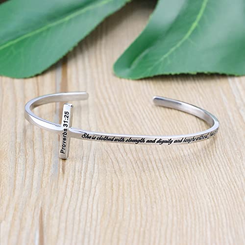 𝐂𝐫𝐨𝐬𝐬 𝐁𝐫𝐚𝐜𝐞𝐥𝐞𝐭 Religious Cuff Bangle 𝐁𝐢𝐛𝐥𝐞 𝐕𝐞𝐫𝐬𝐞 Christian Gifts Jewelry for 𝐖𝐨𝐦𝐞𝐧4