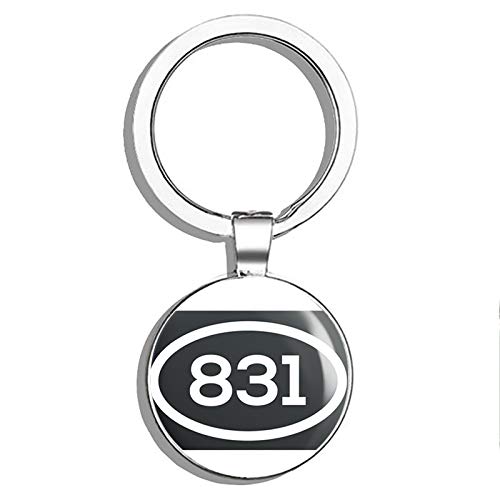 PRS Vinyl 831 Area Code Sticker California Salinas Hollister Marina City Pride Double Sided Stainless Steel Keychain Key Ring Chain Holder Car/Key Finder