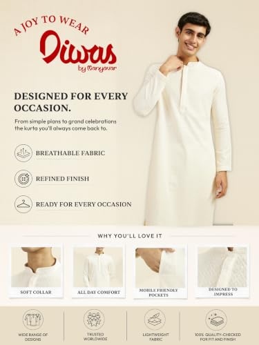 Image of DIWAS BY MANYAVAR Men's Viscose Embroidered|Sequined Kurta (1pc)