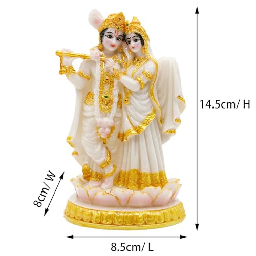 Estatua Hindu Dios Radha Krishna Color Mármol 5.7 in miniatura 5