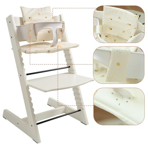 Image of Baby Cushion Set Soft and Comfort High Chair Cushion for Infant, Toddler High Chair Accessories Easy to Clean and Install, Lemon White