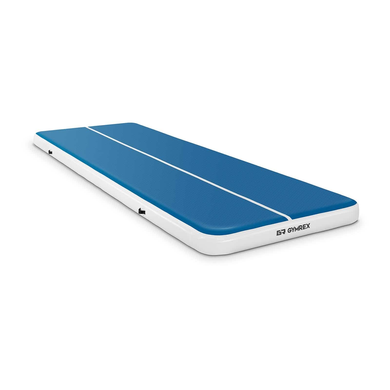 Gymrex Inflatable Gym Mat Tumbling Gymnastics Mat 600x200x20cm 400kg Blue/White GR-ATM9 (PVC Surface, ABS Valve, Nylon Handles, Material Density 1000 den, Max. Pressure 10 psi)