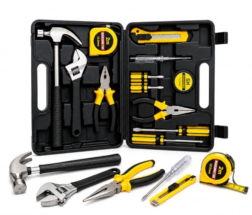 Kit de Ferramentas Maleta Completa Jogo Caixa Ferramentas Reparo Domesticos, Estojo Compacto, Martelo Alicate e Diversos