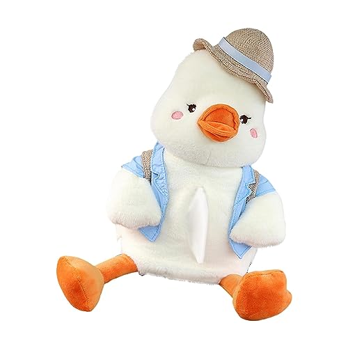 車漫画ティッシュボックスホルダー車ゴミ箱付きかわいいぬいぐるみティッシュホルダーアヒル, 27x20x40cm