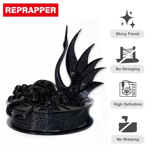 Image of RepRapper PLA Filament, Multicolor Glitter Sample Pack, Shiny Galaxy Silk PLA1.75MM for 3D Printer, Glow in The Dark Sparkle Laser Series 3D Printer Filament, 250g*4