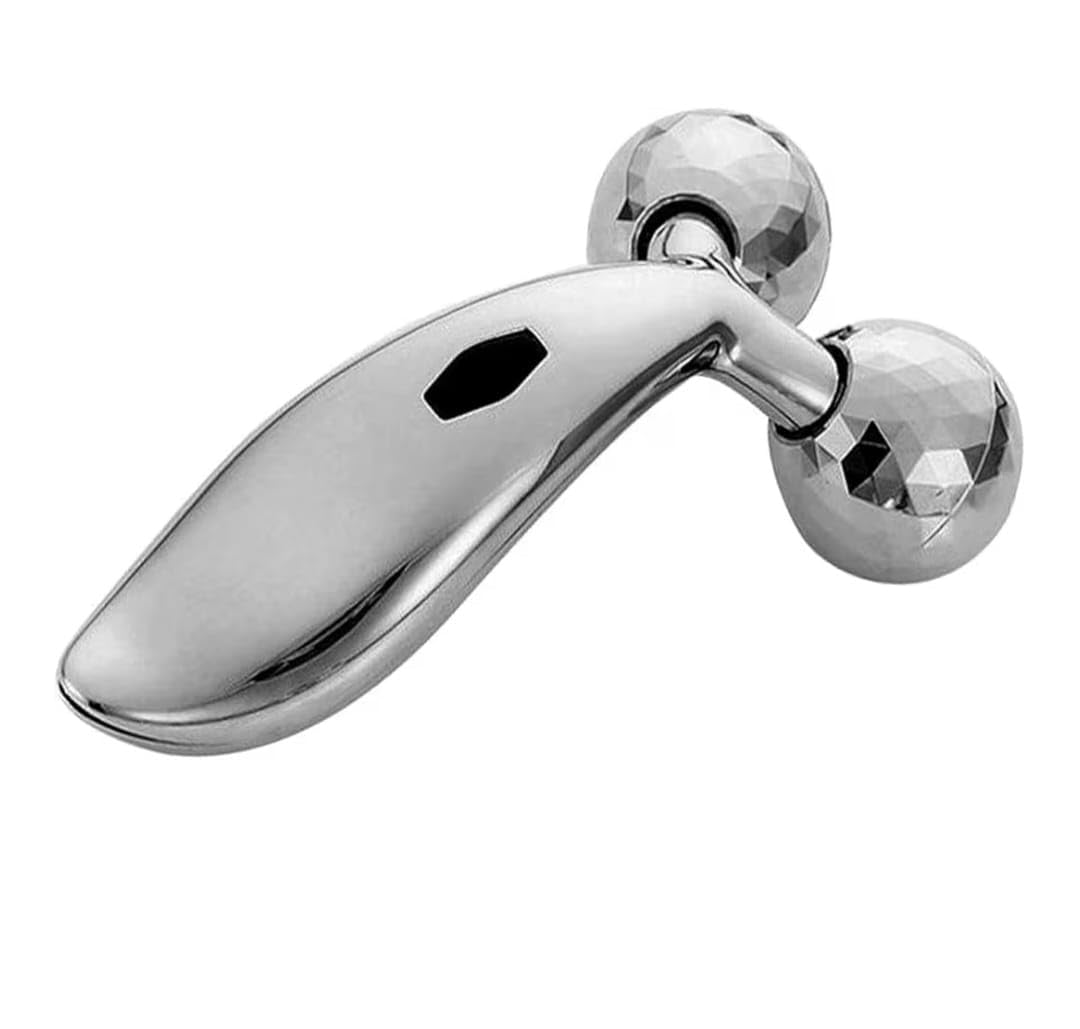 3D Face Roller Massager for Face & Neck | V-Shaped Y Roller for Skin Tightening & Lifting | Facial Slimming Massage Tool for Jawline, Double Chin & Anti-Aging Skin Care | Portable Beauty Roller for Women & Men-image-4