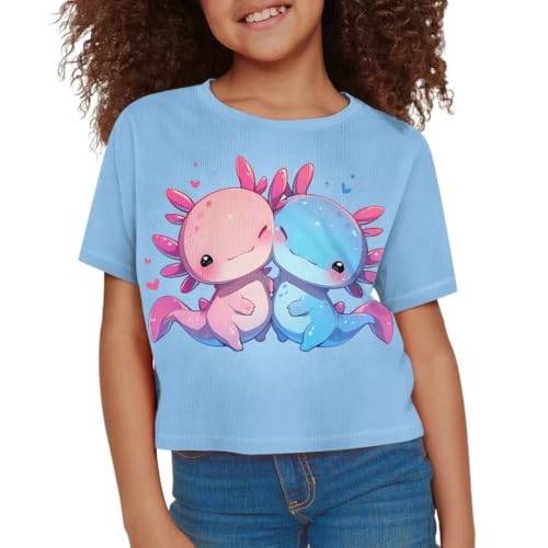 Image of Girl Crop Top Shirts for Summer Cute T Shirts Short Sleeve Tees for Kids 5-16