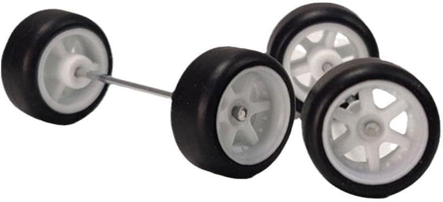 A Pair White Alloy 1:64 Wheels,Scale Alloy Wheels Rubber Tires,Model Alloy and Accessories Tires Wheel Rubber Tire and Wheel Sets Wheels and Tires