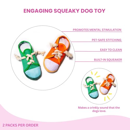 Juguete para perro Glow Pups zapato plush con chirriador, pack 2 miniatura 5