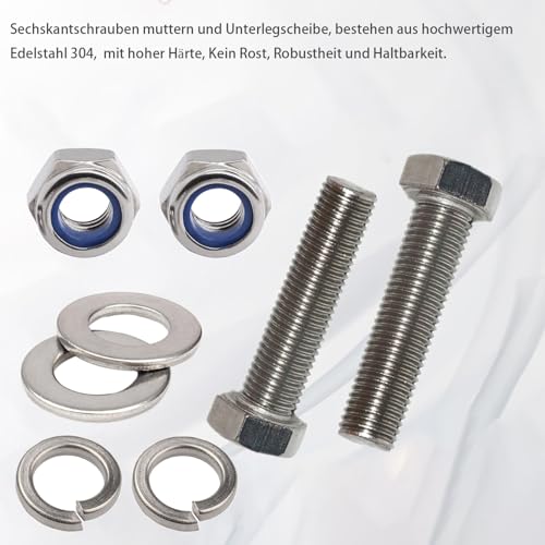 JDMA 20 Stück M8x30 Edelstahl Sechskantschrauben mit Selbstsichernde Muttern und Unterlegscheiben Federring Sechskant Schrauben Maschinenschrauben Gewindeschrauben DIN 933 (M8 X 30mm)
