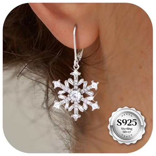 Boucles d'oreilles flocon de neige argent 925 et zircone
